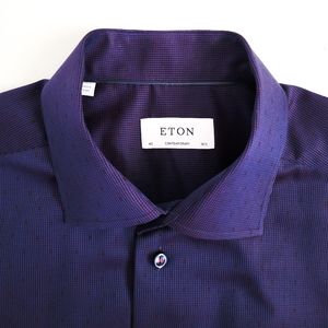 NEW Eton Contemporary Jacquard Sport Dress Shirt Purple Red Mens 16.5 42